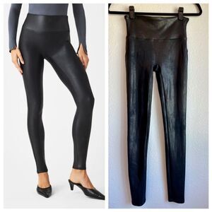 SPANX Women's Faux Leather Leggings in Black - Size S